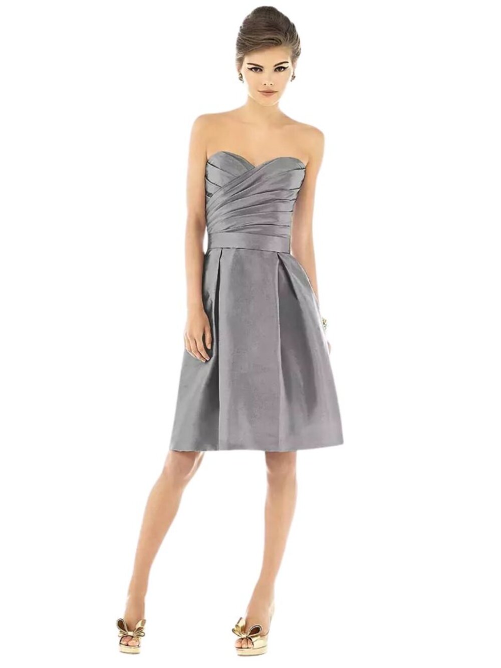 Alfred Sung Strapless Satin Dress Size 6 Atlantis Blue Cocktail Prom